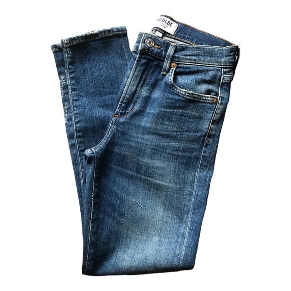 AGoldE Sophie Distressed Light Wash High Rise Skinny Jean, Light Indigo Wash, 24 - Picture 3 of 16